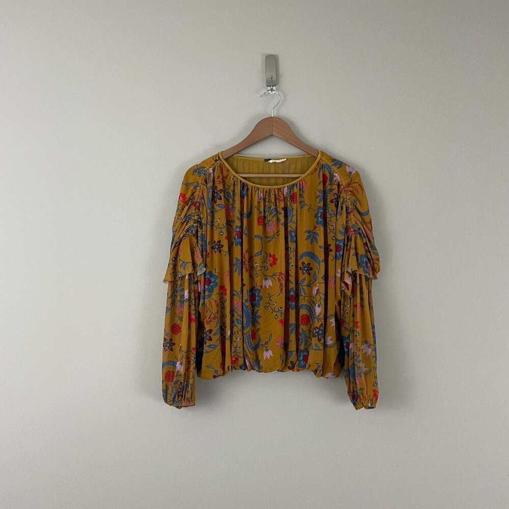 Free People Wildflower Honey Top Mustard Yellow Combo Size Medium
